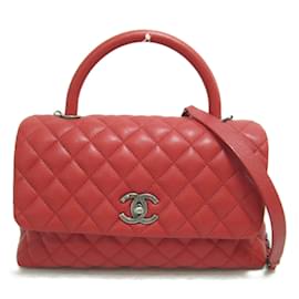 Chanel-Borsa a mano trapuntata con patta di caviale CC A92991-Rosso