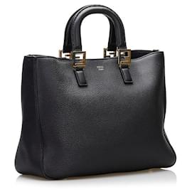 Fendi-Sac à poignée en cuir FF 8BH368-Noir