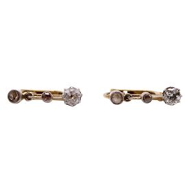 Autre Marque Yellow gold diamond trilogy sleeper earrings 750%O Gold hardware