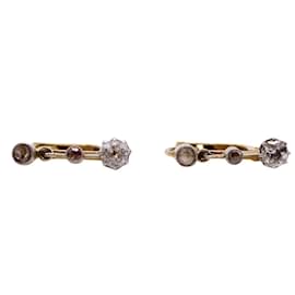 Autre Marque-Yellow gold diamond trilogy sleeper earrings 750%O-Gold hardware