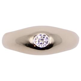Autre Marque-Anello inglese con diamante in oro bianco 750%O-Silver hardware