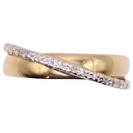 Autre Marque-Yellow gold alliance ring 750%o diamond rail-Gold hardware