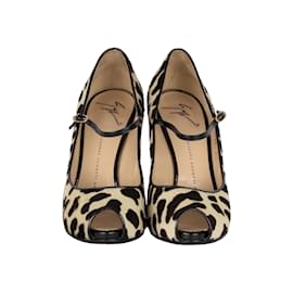 Giuseppe Zanotti-Zapatos de tacón peep-toe con pelo de caballo y estampado de leopardo de Giuseppe Zanotti-Multicolor