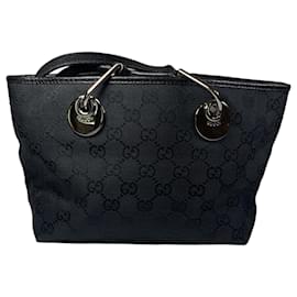 Gucci-Mini sac cabas en toile GG Web Eclipse-Noir,Bijouterie argentée