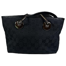Gucci-Mini sac cabas en toile GG Web Eclipse-Noir,Bijouterie argentée