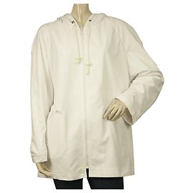 Autre Marque Vivaldi White Zipper Front Lightweight Trench Hooded Jacket size XL White