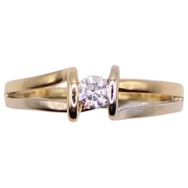 Autre Marque-Solitaire diamond and two golds 750%O-Silver hardware,Gold hardware