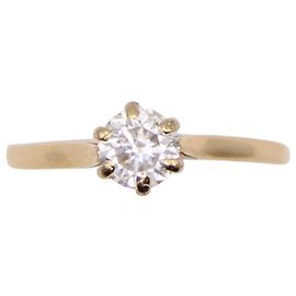 Autre Marque Diamond Solitaire 0.80 set carat 6 yellow gold claws 750%O Gold hardware