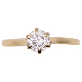 Autre Marque-Diamond Solitaire 0.80 set carat 6 yellow gold claws 750%O-Gold hardware