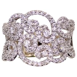 Autre Marque-Bague arabesques serties de diamants or blanc 750%o-Bijouterie argentée