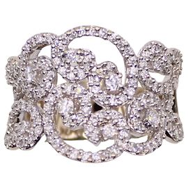 Autre Marque Arabesque ring set with white gold diamonds 750%O Silver hardware