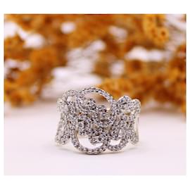 Autre Marque-Anello Arabesque con diamanti in oro bianco 750%O-Silver hardware