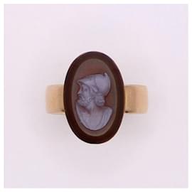 Autre Marque-Bague Empire camée agate Homme casqué or 750%o-Bordeaux,Bijouterie dorée