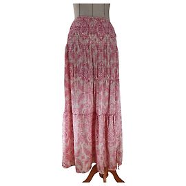 Jupe midi droite Maje à imprimé paisley rose Rose