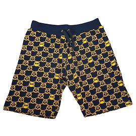 Calções Moschino com Logótipos Preto e Ouro Multicor
