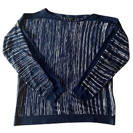 Adolfo Dominguez AD Herren-Pullover mit U-Boot-Ausschnitt, Marineblau, gestreift, T. S oder 5 - Neu Marineblau