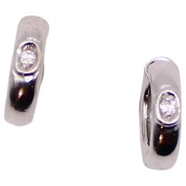 Autre Marque-Pendientes pequeños de aro en oro blanco 750%o y diamantes-Hardware de plata