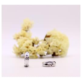 Autre Marque-Créoles petites en or blanc 750%o et diamants-Bijouterie argentée