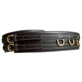 Lancel Wide Leather Belt Black Black