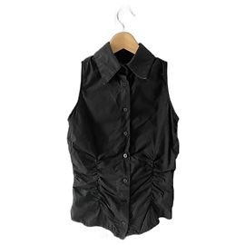 Jean Paul Gaultier camicia senza maniche nera in cotone Nero