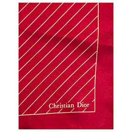 Christian Dior-Dior Monsieur silk packet square-White,Dark red