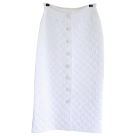 Fendi-Fendi White Quilted Button Front Midi Skirt-White