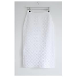 Fendi-Fendi White Quilted Button Front Midi Skirt-White