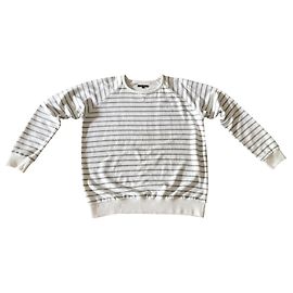 Adolfo Dominguez Ecru gestreiftes AD-Sweatshirt/hellgrau meliert T. 7 ( XL oder sogar XXL ) - Neu Grau Aus weiß