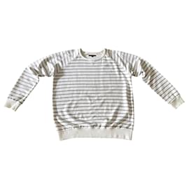 Adolfo Dominguez-ecru striped AD sweatshirt/mottled light gray T. 7 ( XL or even XXL ) - New-Grey,Eggshell