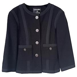 Chanel-Pequeña chaqueta de tweed negra de Chanel-Negro