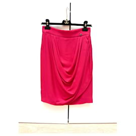 Chanel-T pink silk crepe skirt 38-Pink