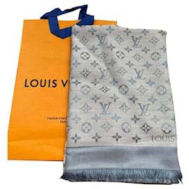 Louis Vuitton-Monogram denim scarf-Blue