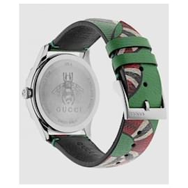 Gucci-YA1264081 Unisex-Gucci-Uhr mit Schlangenmuster, gemischter Mann und Frau-Grün