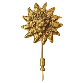 Chanel broche de leão vintage com logotipo CC raro com caixa Dourado