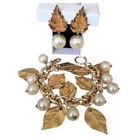 Autre Marque Bracciale Jacky de G. - Vintage e nuovo Bianco Beige D'oro Crudo Giallo Metallico Senape Bianco sporco Bronzo Paglia