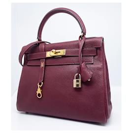 Hermès-Hermes Kelly bag Returned Burgundy Togo leather 28 cm returned-Red