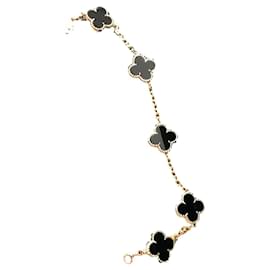 Van Cleef & Arpels Vintage Alhambra bracelet onyx yellow gold Black
