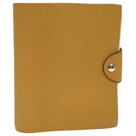 Hermès-HERMES Yuris PM Day Planner Cover Leather Beige Auth bs4740-Beige