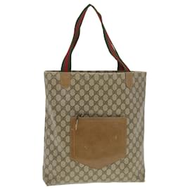 Gucci-GUCCI Web Sherry Line GG Canvas Tote Bag PVC Leather Beige Green Red Auth rd4576-Red,Beige,Green