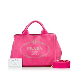 Prada-Canapa Logo Sac à main B2439g-Rose