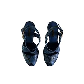 Louis Vuitton-Louis Vuitton Peep-toe Platform Sandals-Blue