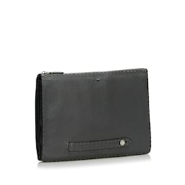 Fendi-Selleria Leather Clutch Bag-Black