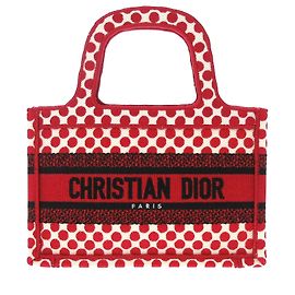 Dior Red DiorAmour Mini Embroidered Canvas Dots Book Tote Red