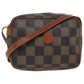Fendi-FENDI Pecan Canvas Sac à bandoulière Noir Marron Auth ar9173-Marron,Noir
