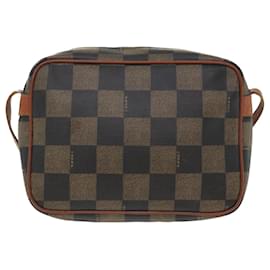 Fendi-FENDI Pecan Canvas Sac à bandoulière Noir Marron Auth ar9173-Marron,Noir
