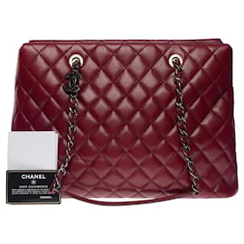 Chanel-Chanel Shopping tote bag in burgundy caviar leather - 101154-Dark red