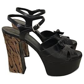 Saint Laurent-SAINT LAURENT Sandalias T.UE 37.5 cuero-Negro