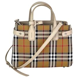 Burberry-Burberry goatskin vintage check small banner tote-Multiple colors