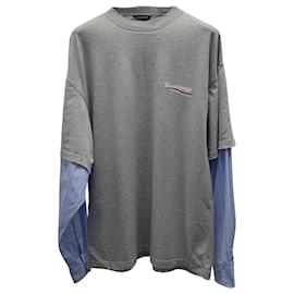 Balenciaga-Balenciaga Political Campaign Layered T-Shirt aus grauer Baumwolle-Grau