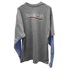 Balenciaga-Balenciaga Political Campaign Layered T-Shirt aus grauer Baumwolle-Grau